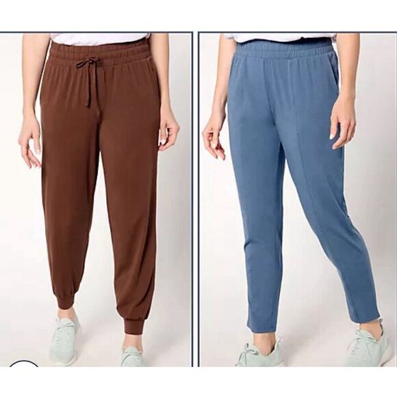 Anybody Regular Cozy Knit Jogger and Ankle Pant Set Size Small Chocolate/Indigo - Picture 2 of 3